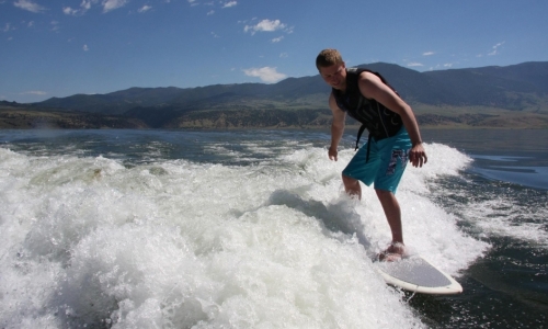 Lake Surfing at Ennis Lake