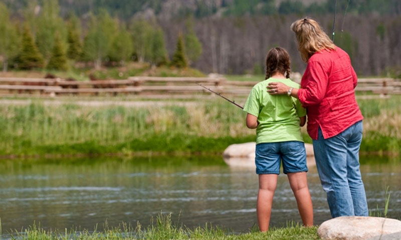 Mother and Daughter Fishing in Steamboat Springs