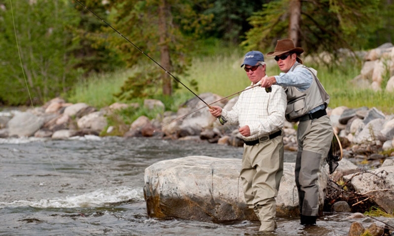 Fly Fishing Guide with client at Vista Verde Ranch